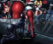 Catwoman sneakily getting a whiff of Harley Quinns big butt (Shadman). [Batman Arkham City] from harley quinn ties up and fucks batman