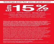 JCPenney online promo code - save 10% or 15% see image for terms &amp; conditions (valid through 2022) Code: AFFSHOP1 use at www.JCPenney.com from xxxnnnxxx videamil actress tamanna xxx image boby www pothos com