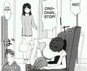 LF Mono Source: &#34;No! Onii-chan, stop!&#34; &#34;I&#39;m home&#34; &#34;Frags&#34; 1boy, 2girls, black hair, boy on top, dark hair, grabbing another&#39;s wrist, grocery bag, hand on another&#39;s shoulder, holding another&#39;s wrist, light hair, long from black lesbians tribbing on top