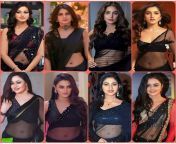 Navel Beauties in Black Saree from hot navel show in yello saree