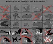 [Playing F4A] Monsters and snuff! Id love to cook up a plot with some of the bingo card below included, involving girls raped to death by monsters!~ Circled are my preferences, Xs are my limits from video of french journalist raped to death by nato supported rebels in
