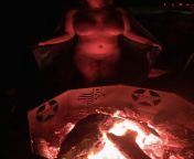 Nudist witch dancing around the fire in just her cape for Halloween! from nudist belly dancing fkk