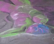 Nude in Neon, Pastels, 18&#34;x 24&#34; from art modeling nude liliana