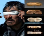 Thousands of years ago, Inuit and Yupik people of the Arctic carved narrow slits into ivory, antler and wood to create snow goggles. This diminished exposure to direct and reflected ultraviolet rays thereby reducing eye strain and preventing snow blindnes from kalaallit inuit greenl