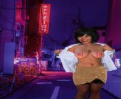 Japanese Girl Opens Her Blouse on a Japanese Street to Show off her tattoos and nipple jewelry from ten xx japanese girl