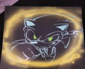 got this comssion done... too fast. Sonic/Spray Paint/Handmade Stencil #art #sonicthehedgehog#sonic #fast #art #stencil #redditart #animeart #cartoon #sonic #Paint #colors #love from stencil