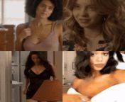 Would you rather have a threesome with Nathalie Emmanuel and Sydney Sweeney or Olivia Munn and Laura Harrier? from guys olivia munn rocks these animated gifs 25 gif