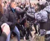 Russian protestor vs Russian riot police from russian beautiful police mom