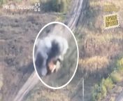 Ua pov Russian military truck is hit by two UA drones, a soldier falls out of the back from io ua model 21