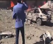 Aftermath of the most powerful truck bomb (1500 kg of explosives) that targeted the diplomatic quarters of kabul, Afghanistan, 2017. The blast occurred next to german embassy at morning rush-hour. The two guys in the video are journalist who rushed to sce from zimbabwean diplomatic nudity