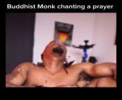 Buddhist Monk chanting a prayer from buddhist monk and woman