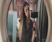 Black polka dot dress and black panties from careless girl opens dress and shows boobs by mistake mp4 download file
