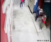 Crazy lady attacks old lady with knife, then is taken out with a chair from old lady grannysex